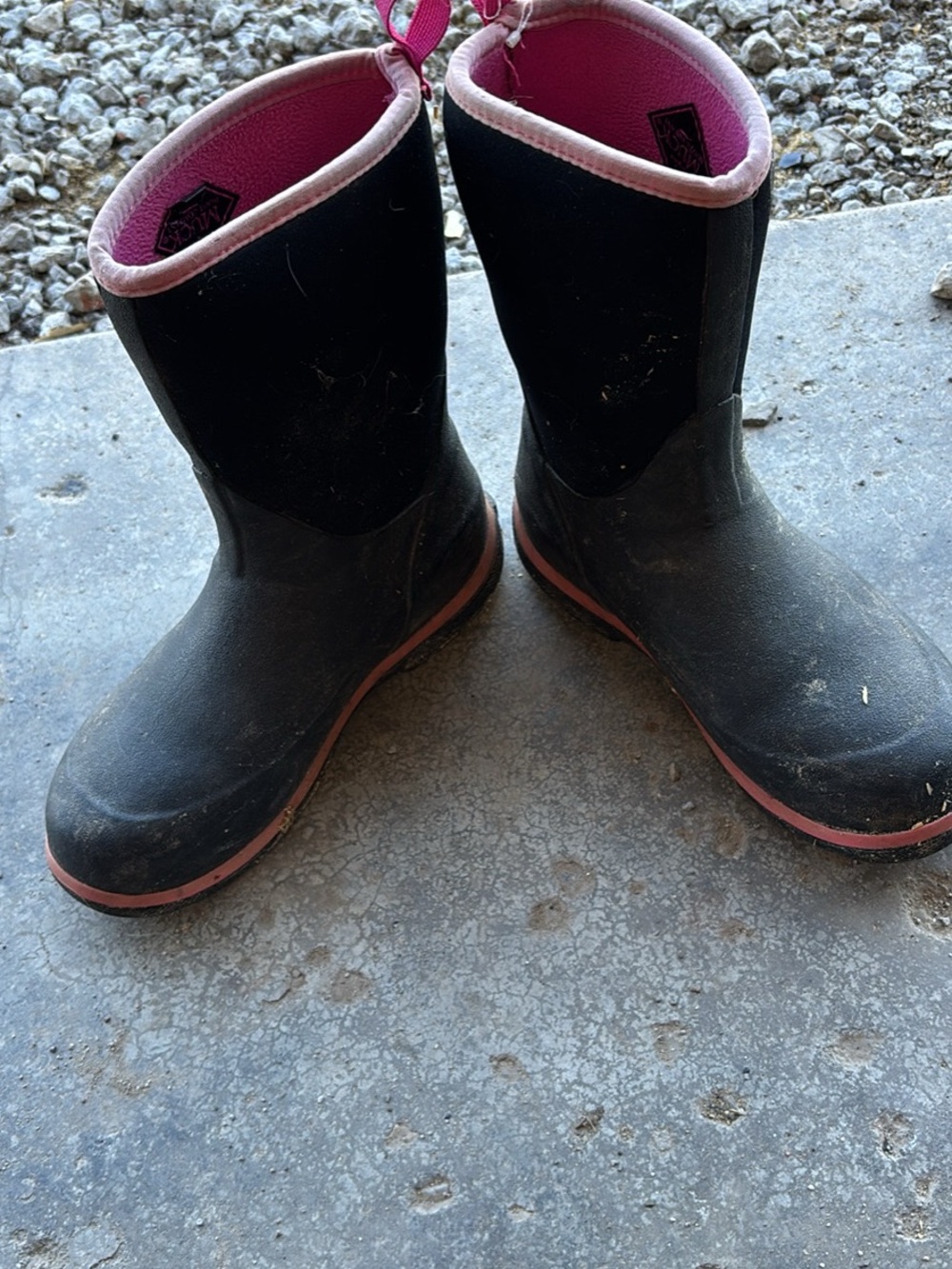 Children's Black and Pink Waterproof Rain Boots